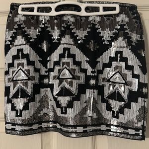 Express black sequin skirt